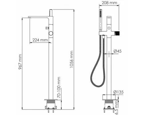 Купить Смеситель напольный для ванны WasserKRAFT Tauber 6421 в магазине сантехники Santeh-Crystal.ru