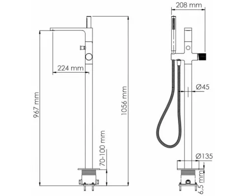 Заказать Смеситель напольный для ванны WasserKRAFT Paar 8821 в магазине сантехники Santeh-Crystal.ru