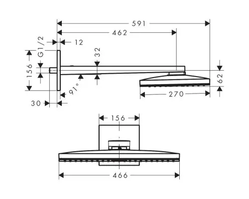 Заказать Верхний душ 466х270 мм Axor ShowerSolutions 35278000 в магазине сантехники Santeh-Crystal.ru