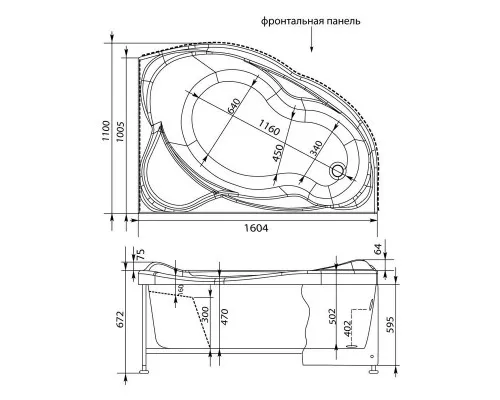 Заказать Акриловая ванна 160,4x110 см правая Aquanet Jamaica 00205503 в магазине сантехники Santeh-Crystal.ru