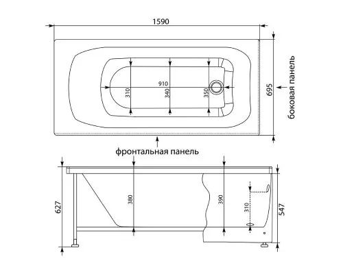 Заказать Акриловая ванна 159x69,5 см Aquanet Roma 00205505 в магазине сантехники Santeh-Crystal.ru