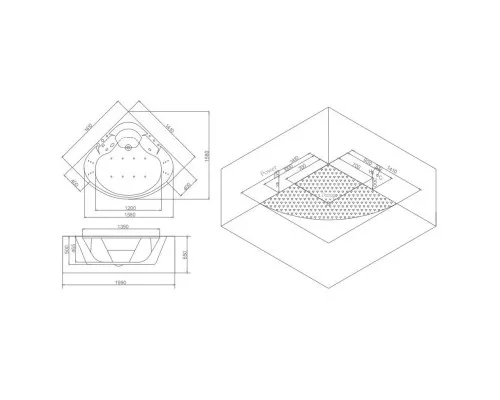 Приобрести Акриловая гидромассажная ванна 141х141 см SSWW A4104 в магазине сантехники Santeh-Crystal.ru
