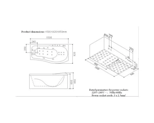 Заказать Акриловая гидромассажная ванна 150х82 см SSWW A101AL в магазине сантехники Santeh-Crystal.ru