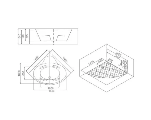 Купить Акриловая гидромассажная ванна 140х140 см SSWW A1903 CGSP в магазине сантехники Santeh-Crystal.ru