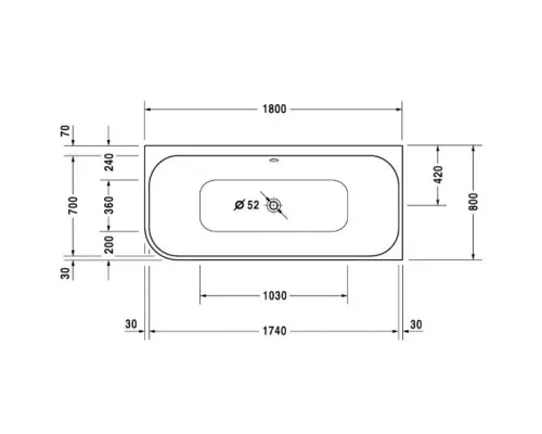 Купить Акриловая ванна 180х80 см R Duravit Happy D.2 700317000000000 в магазине сантехники Santeh-Crystal.ru