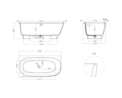 Ванна из литьевого мрамора Salini S-Sense Sofia Corner 102515GF 170x85 см L, покраска по RAL глянец полностью
