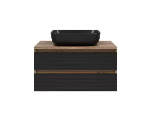 Приобрести DAKOTA - 80 Тумба подвесная 2 ящ. (ДСП (Дуб Гал. Черный кварц) в магазине сантехники Santeh-Crystal.ru