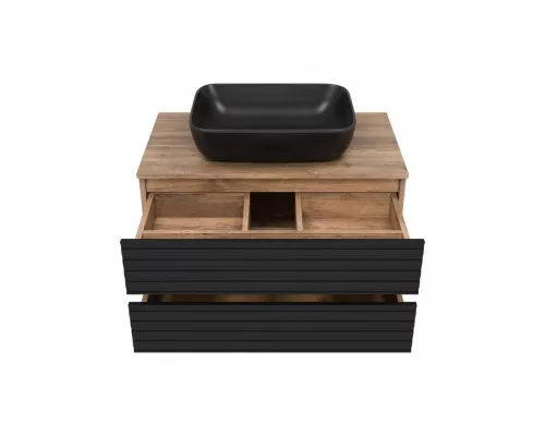 Приобрести DAKOTA - 80 Тумба подвесная 2 ящ. (ДСП (Дуб Гал. Черный кварц) в магазине сантехники Santeh-Crystal.ru