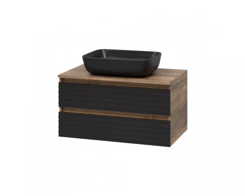 Приобрести DAKOTA - 80 Тумба подвесная 2 ящ. (ДСП (Дуб Гал. Черный кварц) в магазине сантехники Santeh-Crystal.ru