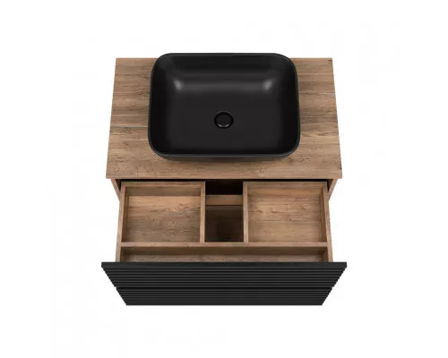 Приобрести DAKOTA - 80 Тумба подвесная 2 ящ. (ДСП (Дуб Гал. Черный кварц) в магазине сантехники Santeh-Crystal.ru