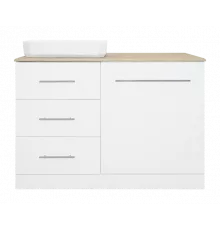 Респект -110 Тумба с 3 ящ. под стиральную машину левая (белая ПВХ/Дуб Тиссано)