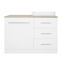Респект -110 Тумба с 3 ящ. под стиральную машину правая (белая ПВХ/Дуб Тиссано)