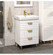 GLOSTER - 60 Тумба с 3 ящ. напольная, белый / раковина