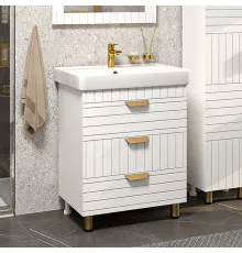 GLOSTER - 70 Тумба с 3 ящ. напольная, белый / раковина