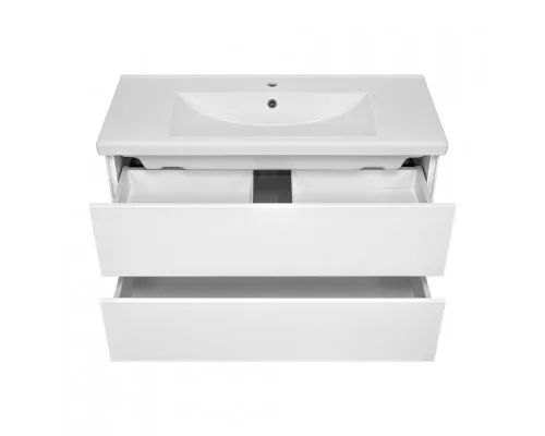 Твист -100 Тумба 2 ящ. подвесная, белая эмаль / раковина
