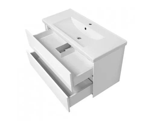 Твист -100 Тумба 2 ящ. подвесная, белая эмаль / раковина