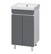 Майна - 50 тумба прямая, ПВХ графит / раковина