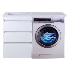 Фостер - 55 Тумба напольная 3 ящ. под стиральную машину, белая / раковина левая