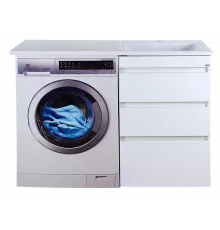 Фостер - 55 Тумба напольная 3 ящ. под стиральную машину, белая / раковина правая