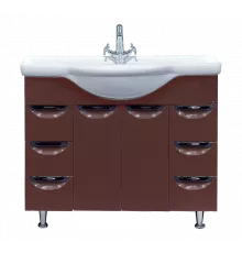 Жасмин -105 Тумба 6 ящ. коричневая эмаль / раковина