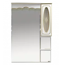 Монако - 80 Зеркало - шкаф прав. белая патина/стекло