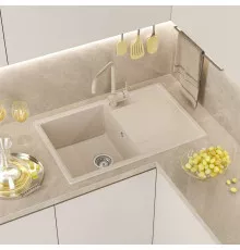 ЛИНКОР - 78 см Мойка кухонная кварц.композит. прямоуг.(блок 50) бежевый