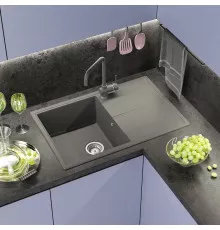 ЛИНКОР - 78 см Мойка кухонная кварц.композит. прямоуг.(блок 50) серый шелк
