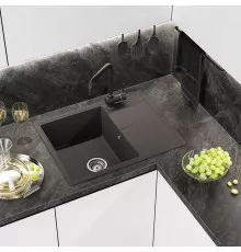 ТИТАН - 65 см Мойка кухонная кварц.композит. прямоуг.(блок 50) антрацит