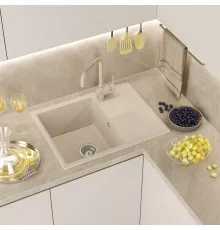 ТИТАН - 65 см Мойка кухонная кварц.композит. прямоуг.(блок 50) бежевый