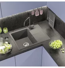 ТИТАН - 65 см Мойка кухонная кварц.композит. прямоуг.(блок 50) серый шелк