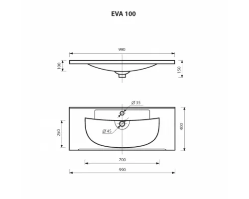 Умывальник мебельный  "EVVA -100 см" (Кристалл)