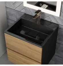 Раковина для ванной полувстраиваемая Uperwood Barsa, 50 см, черная глянцевая