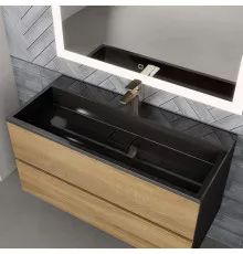 Раковина для ванной полувстраиваемая Uperwood Barsa, 100 см, черная глянцевая