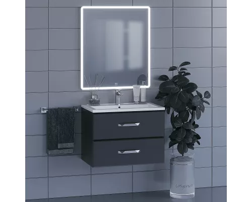 Приобрести Тумба под раковину для ванной комнаты Uperwood Foster (70 см, подвесная, черная) в магазине сантехники Santeh-Crystal.ru