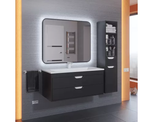 Купить Зеркало для ванной с подсветкой Uperwood Modul (60x80 см, бесконтактный сенсор, антизапотевание, черное, холодная подсветка) в магазине сантехники Santeh-Crystal.ru