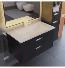 Тумба под раковину для ванной Uperwood Modul (80 см, подвесная, матовая, черная)