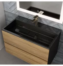 Раковина для ванной полувстраиваемая Uperwood Barsa, 80 см, черная глянцевая