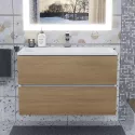 Тумба под раковину для ванной Uperwood Barsa (80 см, подвесная, белая/дуб сонома)