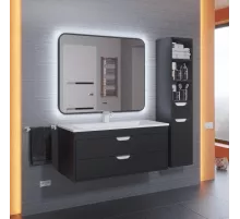 Зеркало для ванной с подсветкой Uperwood Modul (80x80 см, бесконтактный сенсор, антизапотевание, черное, холодная подсветка)