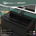 Раковина для ванной полувстраиваемая Uperwood Infinity 100х45х15,3 см, черная глянцевая