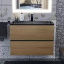 Тумба под раковину для ванной Uperwood Barsa (70 см, подвесная, черная/дуб сонома)