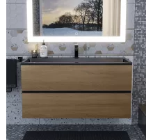 Тумба под раковину для ванной Uperwood Barsa (100 см, подвесная, черная/дуб сонома)