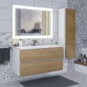 Тумба с раковиной для ванной Uperwood Barsa (100 см, раковина белая, подвесная тумба белая/дуб сонома)