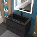 Раковина для ванной Uperwood Olivia 70 см, черная глянцевая