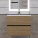 Тумба под раковину для ванной Uperwood Barsa (60 см, подвесная, черная/дуб сонома)