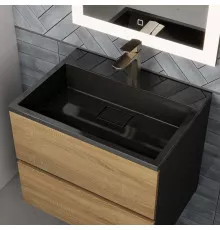 Раковина для ванной полувстраиваемая Uperwood Barsa, 60 см, черная глянцевая