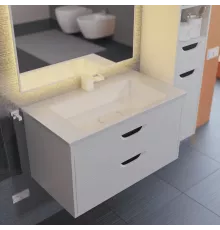 Тумба под раковину для ванной Uperwood Modul (80 см, подвесная, матовая, белая/графит)