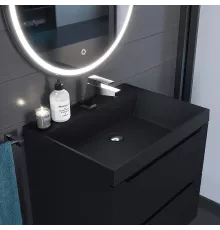 Раковина кварцевая для ванной Uperwood Classic Quartz (60 см, черная матовая, уголь)