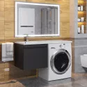 Тумба с раковиной под стиральную машину Uperwood Magenta (60/120 см, подвесная, черная, выдвижной ящик, левая)