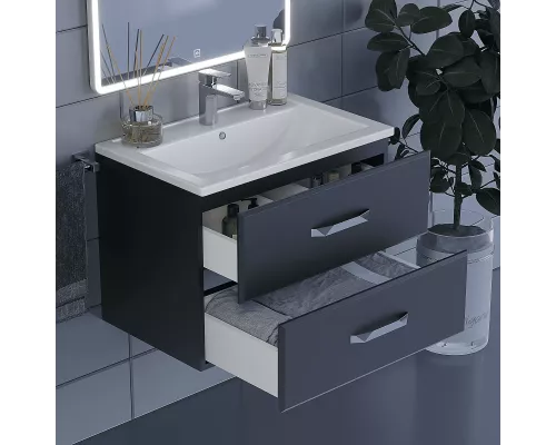 Приобрести Тумба под раковину для ванной комнаты Uperwood Foster (70 см, подвесная, черная) в магазине сантехники Santeh-Crystal.ru